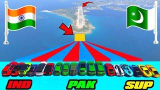 GTA 5 INDIAN CARS VS PAKISTAN CARS VS SUPER CARS STAIRS JUMPING CHALLENGE  Gta 5 Gameplay