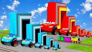 Big & Small Long Square Lightning Mcqueen vs Big & Small Long King Dinoco - Cars vs Deep Water