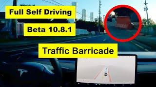 FSD Beta 10.8.1 Tesla Model 3 vs Traffic Barricade and Another Drive to Crash Boat Beach