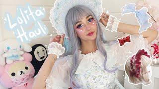  HUGE lolita accessory haul ️ Try on review  bonnets headbands wrist cuffs jewellery