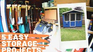 Garden Shed Organization - 5 easy projects Shelves Tool Rack Crates & other storage ideas