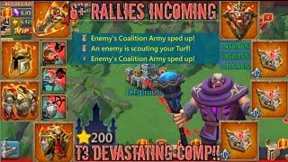 lords mobile EMPEROR T3 RALLY TRAP DESTROYS 1900% RALLY SQUAD MIXED RALLIES DESTROYED PARDON??