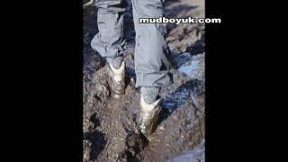 Muddy walking boots