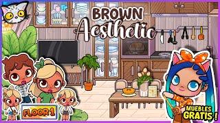 Brown AESTHETIC with FREE FURNITURE for a family of 4 - AVATAR WORLD House Maker Ideas