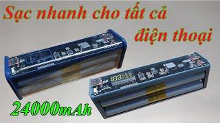 Box Sạc Dự Phòng sạc nhanh QC 3.0 hỗ trợ cổng Type-C  Lắp 8 CELL pin cho Box sạc dự phòng QC 3.0