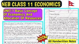 NEB class 11 economics unit 1 basic concept of economics and allocation of resources full exercise 