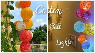 DIY Cotton Ball Light  DIY Yarn String Lights  DIY Lights for Home Decor