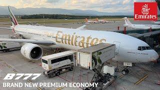 FIRST FLIGHT  Dubai DXB - Geneva GVA  BRAND NEW PREMIUM ECONOMY Emirates 777-300ER FLIGHT REPORT