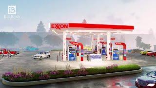 3D Architectural Walkthrough Animation  Exxon Gas Station