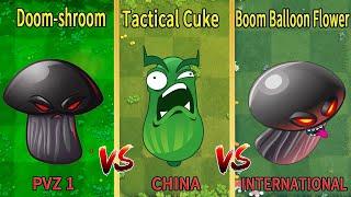 PvZ 2 Challenge  Doom-shroom VS Tactical Cuke VS Boom Balloon Flower - Who Will Win?