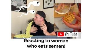 Uncensored reaction watching woman who likes to eat semen