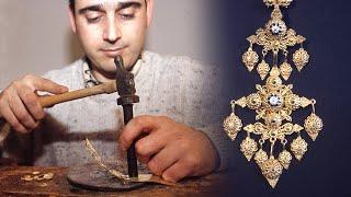 Hand-made jewelry. Traditional technique of filigree with gold and silver in 1998  Documentary film