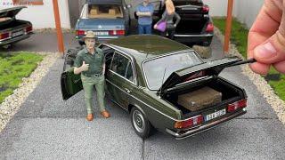 118 Mercedes-Benz W123 200 1980-1985 Cypress green metallic - Norev Dealer Edition Unboxing