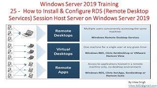 Windows Server 2019 Training 25 - How to Install RDS Session Host Remote Desktop Services