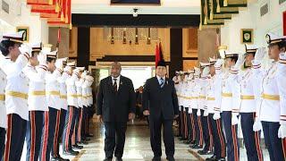 Momen Menteri Pertahanan Prabowo Subianto menerima kunjungan Perdana Menteri Papua Nugini