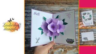 3D Blumen Pop Up Karte  Technikkarte Basteln mit Papier  besondere Kartenform  Stampin Up diy