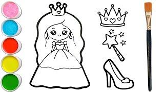 Easy and Cute Princess Picture Drawing and Coloring Video for Kids How to Draw a Princess Coloring