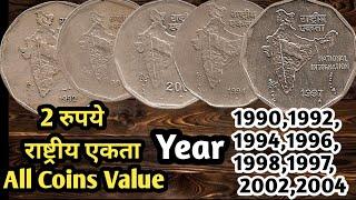 2 Rupees Coin Value  2 Rupees Copper-Nickel 1982-2004 2 Rupees Coin 1999 Value