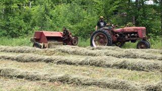 Old school haying with farmall H and new holland equipment