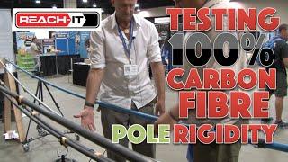 Testing 100% carbon fibre pole rigidity.