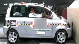 ZENN car crash test video at 40 kph barrier impact