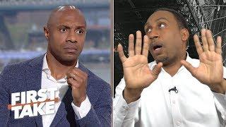 Stephen A. Jay Williams hilarious reactions to Max’s clutch Kawhi vs. Kobe stance   First Take