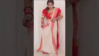 Bengali saree draping style #durgapuja #bengalisaree #short