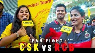 CSK Girls Vs RCB Girls Epic Fan Fight at Chepauk Stadium  Cutest & Funny Reactions