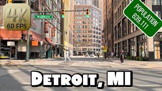 Driving Around Downtown Detroit Michigan in 4k Video