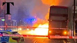 Electric bus bursts into flames in Londons rush hour