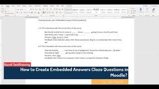 How to Create Embedded Answers Cloze Questions in Moodle™ Software Platform