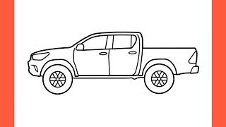 How to draw a TOYOTA HILUX 2015 easy  drawing toyota off road pickup 2016 car