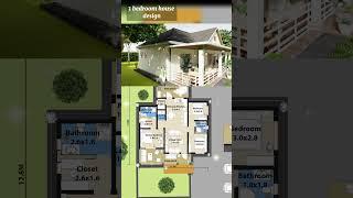 3 bedroom house design exterior and dimensioned floor plan