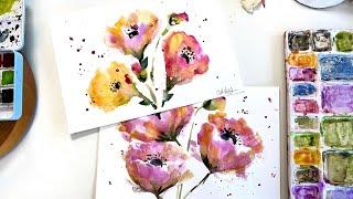 Loose watercolor flower painting so fun anyone can do em Tutorial with my Grandaughter.