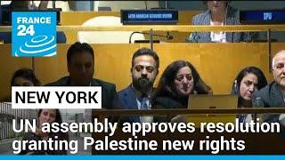 UN assembly approves resolution granting Palestine new rights reviving its membership bid