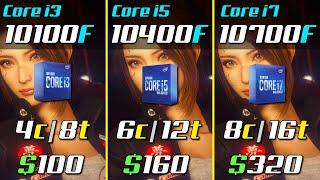 i3 10100F vs. i5 10400F vs. i7 10700F  RTX 3080  1440p  Gaming Test