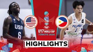 USA  vs Philippines   Highlights  FIBA U17 Basketball World Cup 2024