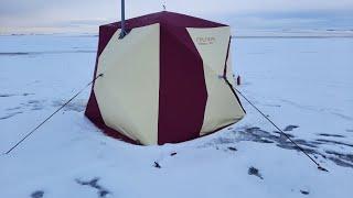 С ночевой на первый лед. Палатка Снегирь 4т с теплообменником.