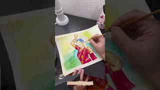 Watercolor painting tutorial of dancing pose