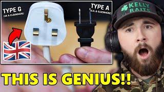 AMERICAN Reacts to Why British PLUGS and OUTLETS are the BEST in the WORLD