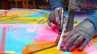 Colorful Pop Art  Abstract Painting Demo With Masking Tape and Acrylic Paint  Sparate