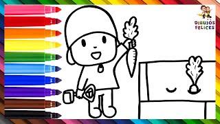 Dibuja y Colorea Las Zanahorias De Pocoyó  Dibujos Para Niños
