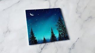 Easy way to paint a night sky  acrylic painting ideas for beginners ️