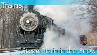 Steam Train in the Snow - Mountain Thunder in Winter - Western Maryland Scenic Railroad 734