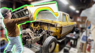 Removing the Front Clip on the Fire Damaged 77 Ford F250