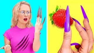 PROBLEMAS GRACIOSOS DE LAS CHICAS CON LAS UÑAS MÁS LARGAS  Trucos de manicura por 123 GO GOLD