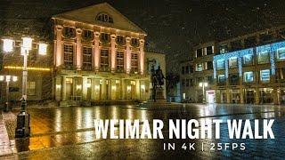 Walking in Weimar Old Town at Night during Snowfall in Early 2021  4K