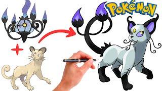 How To Draw PERSIAN and CHANDELURE FUSION POKEMON  Pokemon Fusion