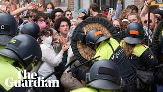 Riot police break up pro-Palestinian protest in Amsterdam