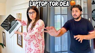 AREEB SY LARAI HOGAI   Gussy Mai Areeb Ka Laptop Tor Dea 